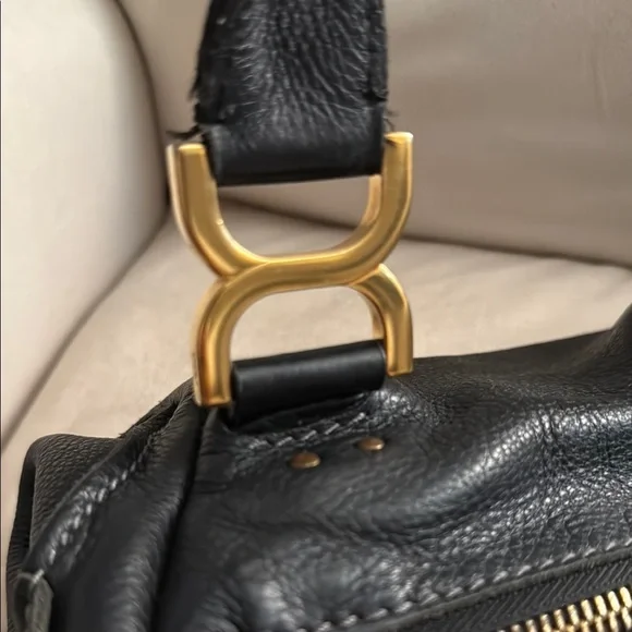 Chloe Black and Gold Shoulder Bag with Horseshoe Clasps - Picture 6 of 16